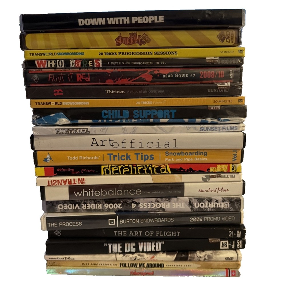 Snowboarding DVD Lot 21 Burton DC Transworld Rare Films Some New Sealed Sticker